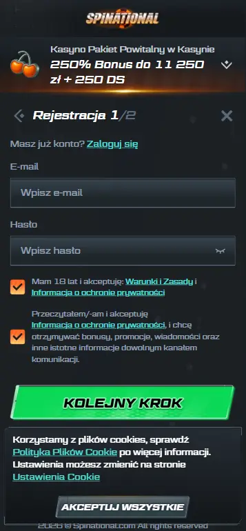 Formularz rejestracji do gry Le Fisherman na prawdziwe pieniądze